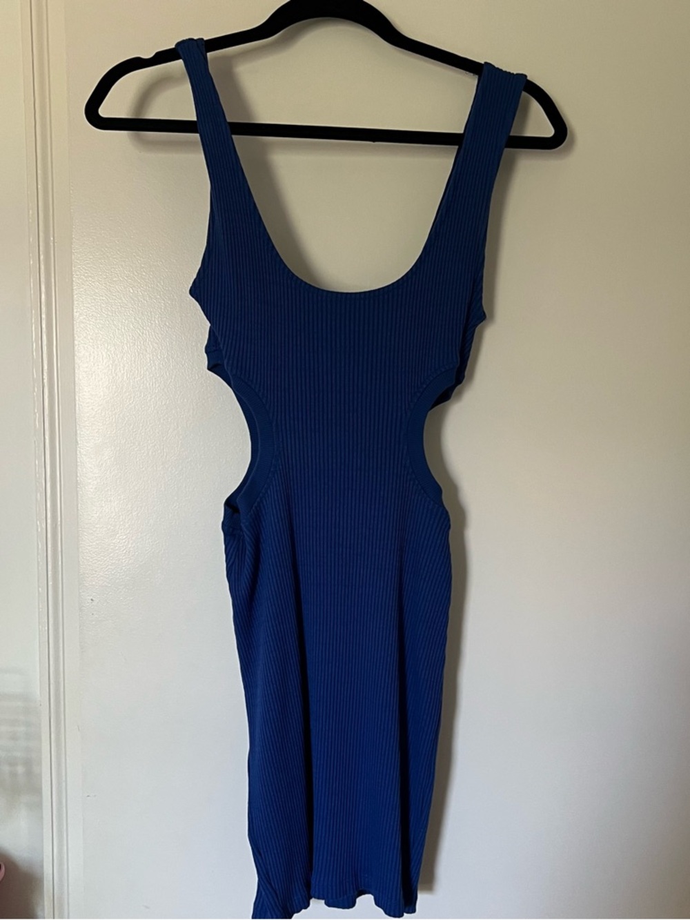 Zara Ribbed Cutout Mini Dress in Blue